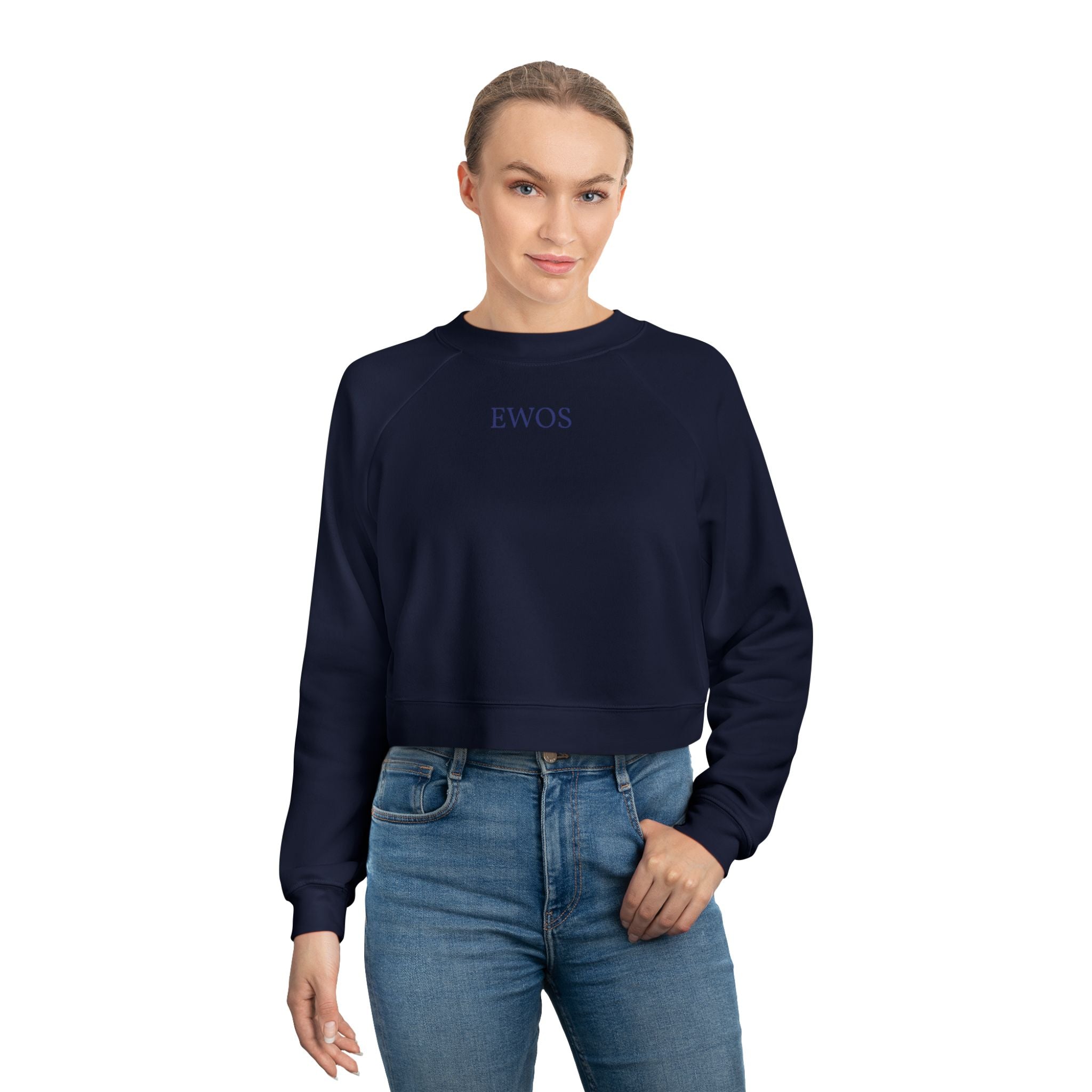KW05 minimalist logo Cropped Sweatshirt | navy cropped fleece pullover