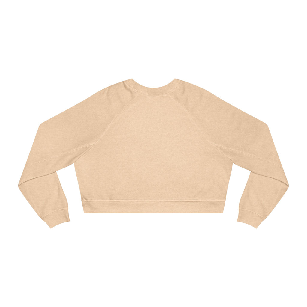 Minimal Gold Script Pullover | Cropped Fleece Pullover, Beige