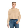 Minimal Gold Script Pullover | Cropped Fleece Pullover, Beige