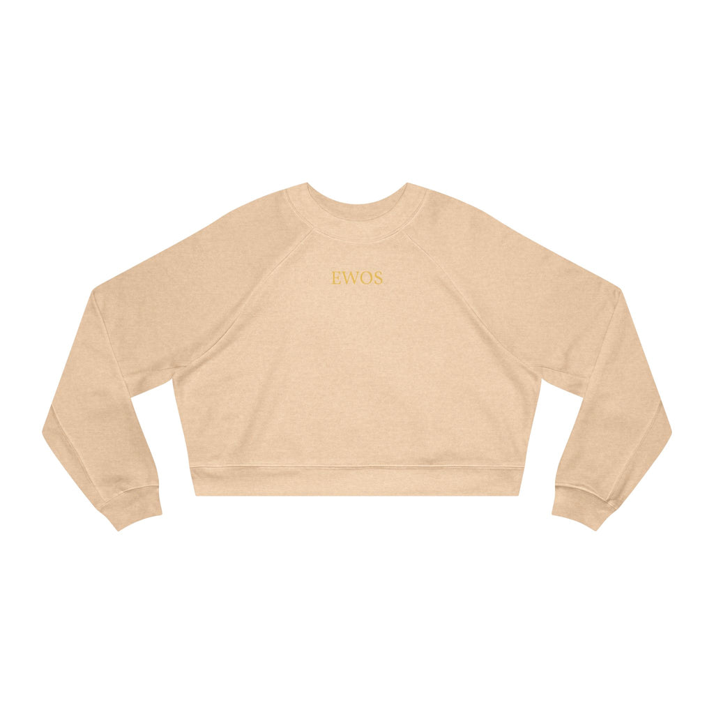 Minimal Gold Script Pullover | Cropped Fleece Pullover, Beige