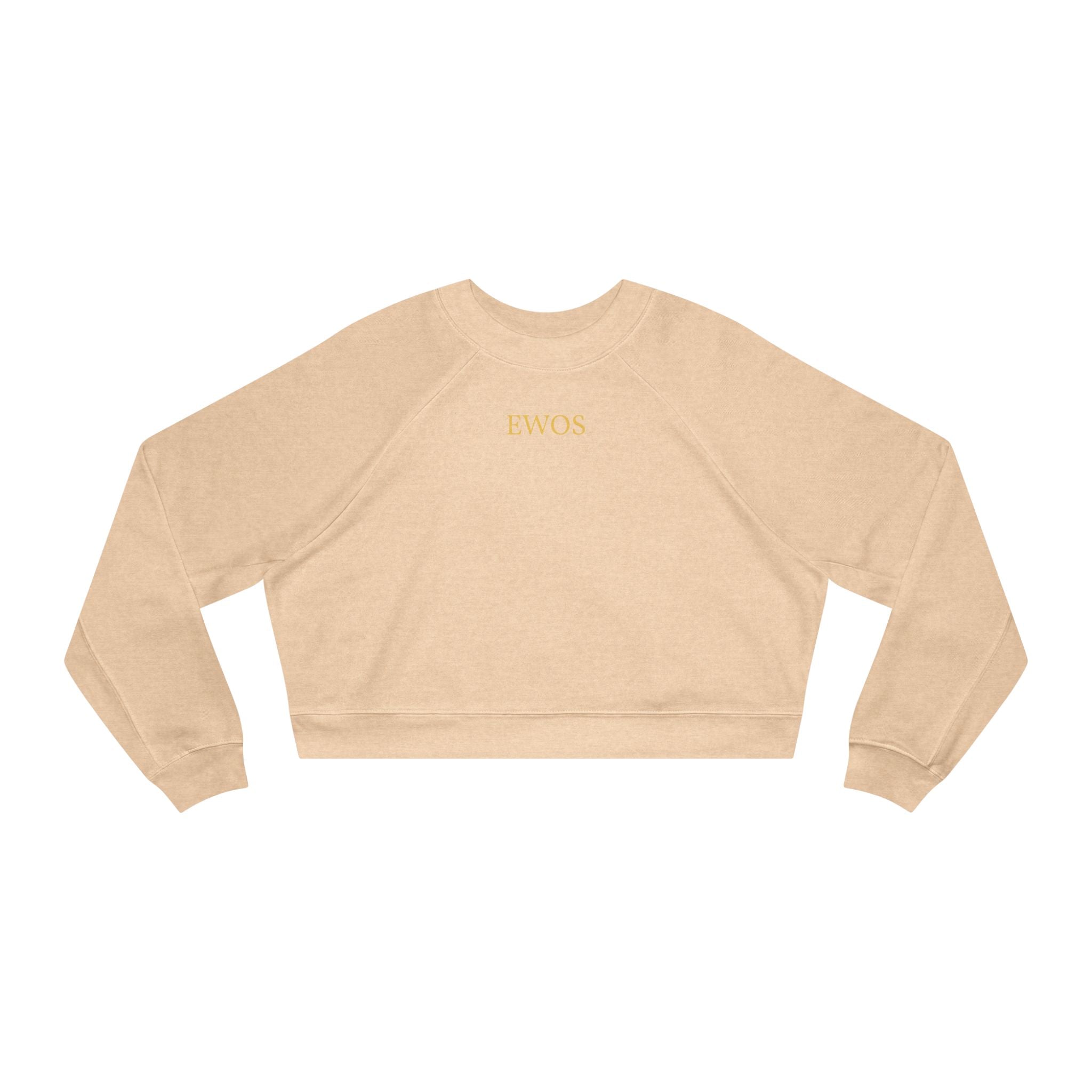 Minimal Gold Script Pullover | Cropped Fleece Pullover, Beige